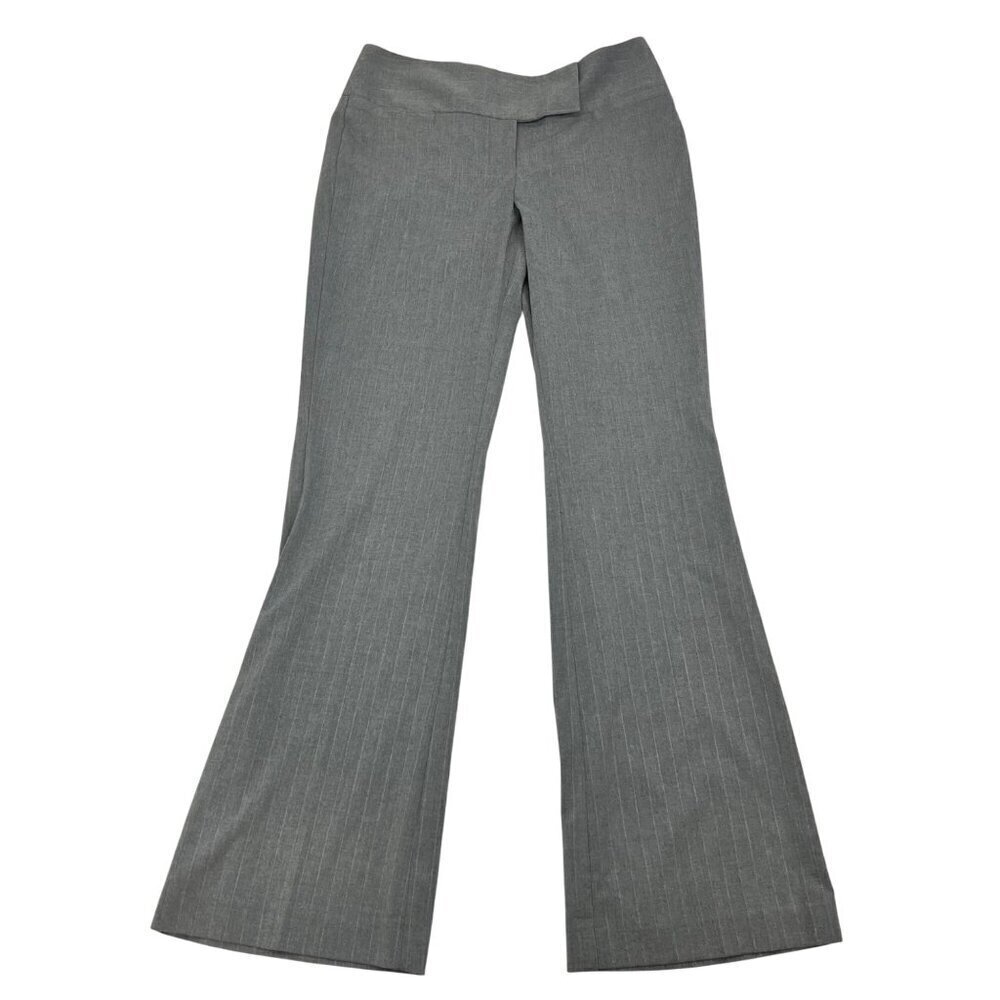 Maurices Womens Flat Front Bootcut Dress Pants Gray Striped Size 1/2R New